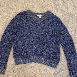 Blue/navy and white heathered chunky sweater